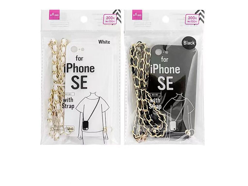チェーンストラップ付スマホケース（縦型、ＳＥ３） ダイソー(DAISO)