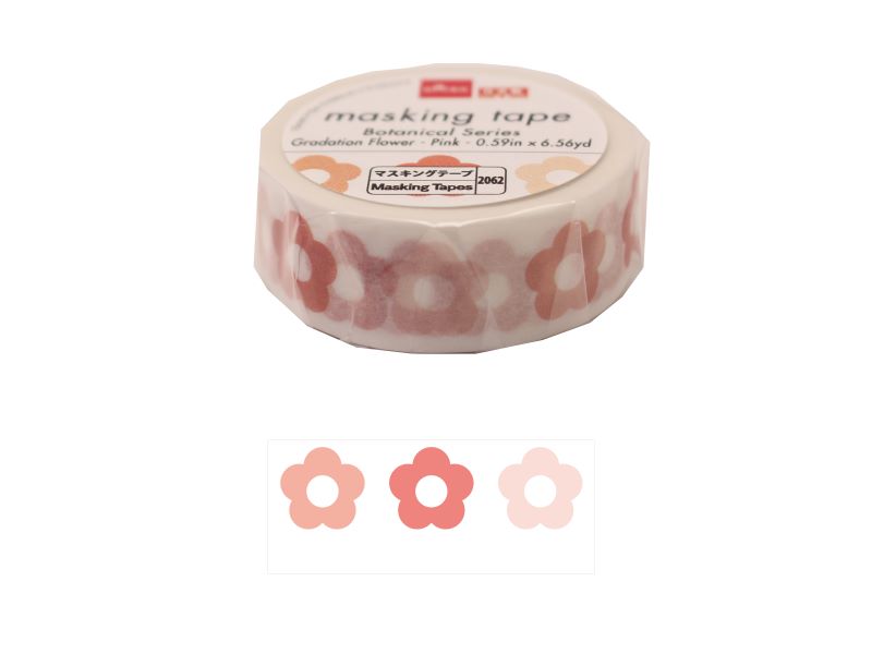 マスキングテープ（ボタニカルシリーズ、グラデーションフラワー、ピンク） ダイソー(DAISO)