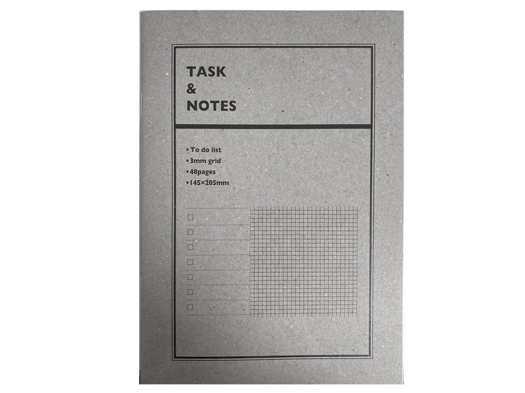 タスク管理ノート（Ａ５、ＴＯＤＯ＋３ｍｍグリッド罫、４８ページ、グレー） ダイソー(DAISO)